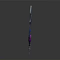 Fantasy Decorative Sword With Blue Purple Accents Star Patterns And Chain