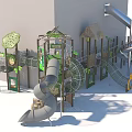 Combination slide amusement park children's playground slide playground crawl 3d model