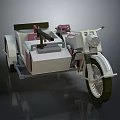 Vintage Motorcycle With Sidecar Equipped With Storage Compartment And Front Headlights