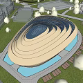modern gymnasium building generation gymnasium building 3d model