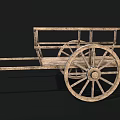 Vintage Wooden Cart with Large Spoked Wheels and Rustic Wooden Frame