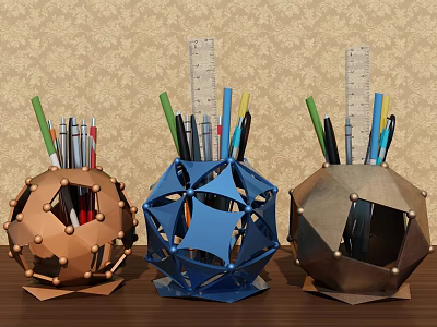 Modern pen holder geometric pen holder 3d model