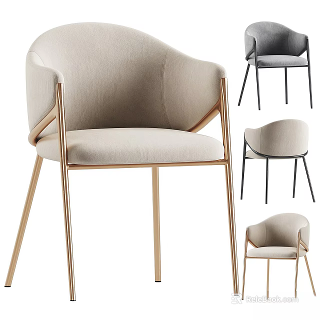 Modern Upholstered Chair With Metal Legs Available In Multiple Color Choices 3d model 