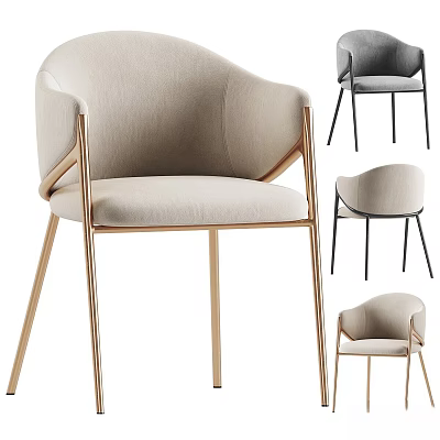 Modern Upholstered Chair With Metal Legs Available In Multiple Color Choices 3d model