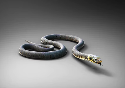 animal snake reptile black snake venomous snake cobra curled up snake tongue out 3d model