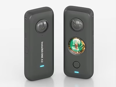 INSTA360 X3 Digital Cameras With Dual Devices Circular Display And Black Design 3d model