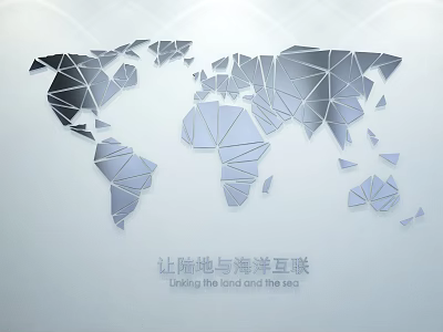 Modern Geometric World Map Design Illustrating Linking Land And Sea Concept 3d model
