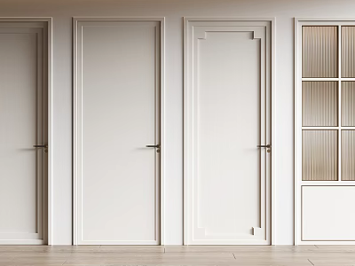Modern White Hinged Doors With Simple Panel Design For Interior Home Spaces 3d model
