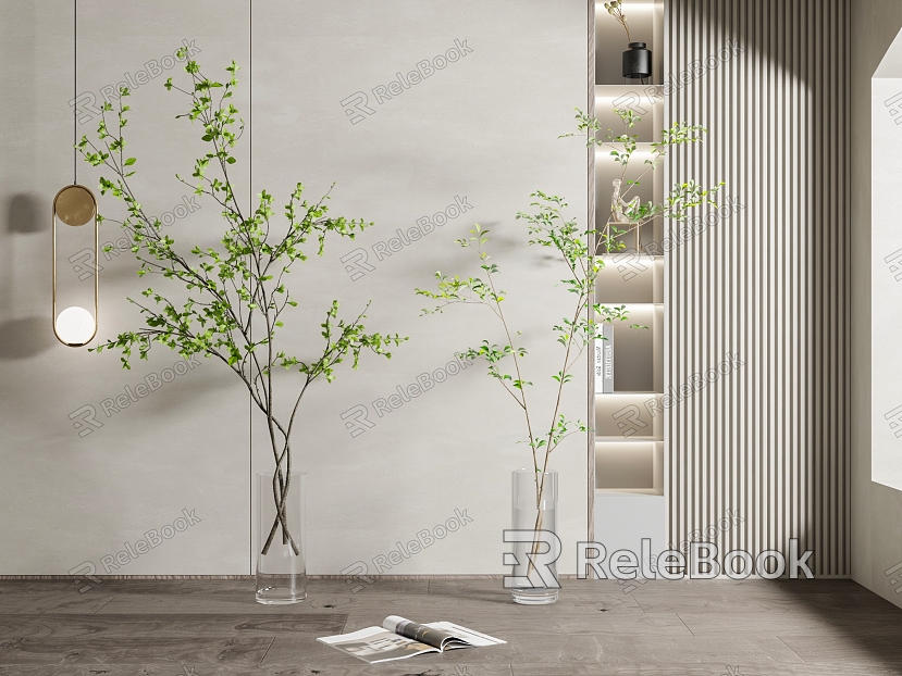 Modern Green Plant Vase Combination model