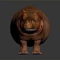 3D Model Brown Hippo with Smooth and Shiny Skin and Gradient Gray Background 3d model