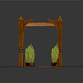 Wooden Plant Display Shelf Rack with Multiple Compartments Green Plants and Brown Base