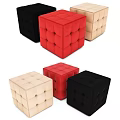 Colorful Tufted Square Sofa Stools In Black Red And Beige For Living Room