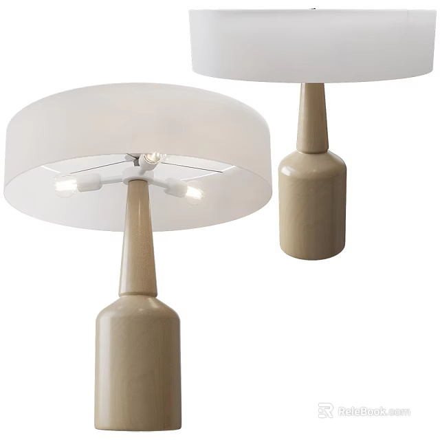 Modern Beige Table Lamp Featuring White Lampshade And Cylindrical Base Design 3d model
