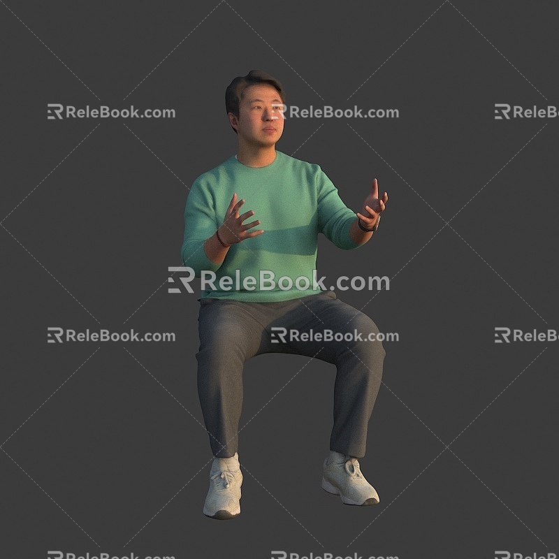 The Sitting Man Asian 3d model