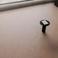 Modern Herringbone Wooden Flooring In Minimalist Interior With Small Round Table And Book