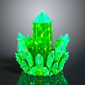 Vibrant Green Crystal Shaped Plant Featuring Spiky Tips And Yellow Glowing Spots With Reflection