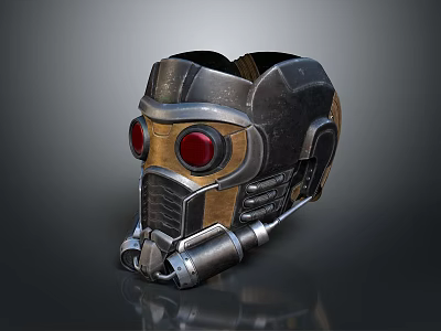 Futuristic Sci Fi Tactical Helmet With Metallic Finish Red Lenses And Mechanical Design For Cosplay 3d model