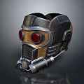 Futuristic Sci Fi Tactical Helmet With Metallic Finish Red Lenses And Mechanical Design For Cosplay