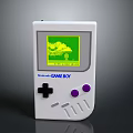 Nintendo Game Boy Electronic Device With White Body Purple Buttons And Green Gaming Screen