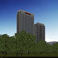Aerial View Planning of High Rise Buildings with Green Vegetation Near River Roads and Trees
