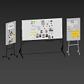 Whiteboards Displaying Instruments and Art Supplies With Notes Sketches and