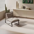 Modern Leisure Chair With Upholstered Cushion In Interior With Window Blinds Cactus And White Cabinet