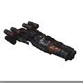Sci Fi Cosmic Spaceship With Multiple Engines And Orange Black Mechanical Details 3d model