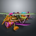 Colorful Retro Vintage Airplane Model For Space Exploration Themed Decor