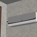 Modern Wall Mounted Air Conditioner In Interior With Window And Blinds 3d model