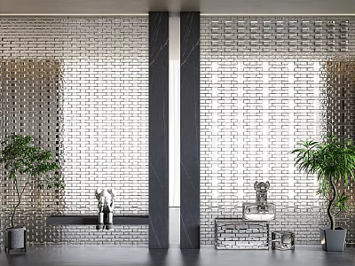 Modern glass brick glass brick porch partition screen 3d model