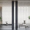 Modern glass brick glass brick porch partition screen 3d model