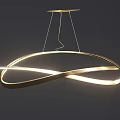 Modern Hanging Lighting Fixture Combinations With Circular Curved Metal Frames And LED Lights