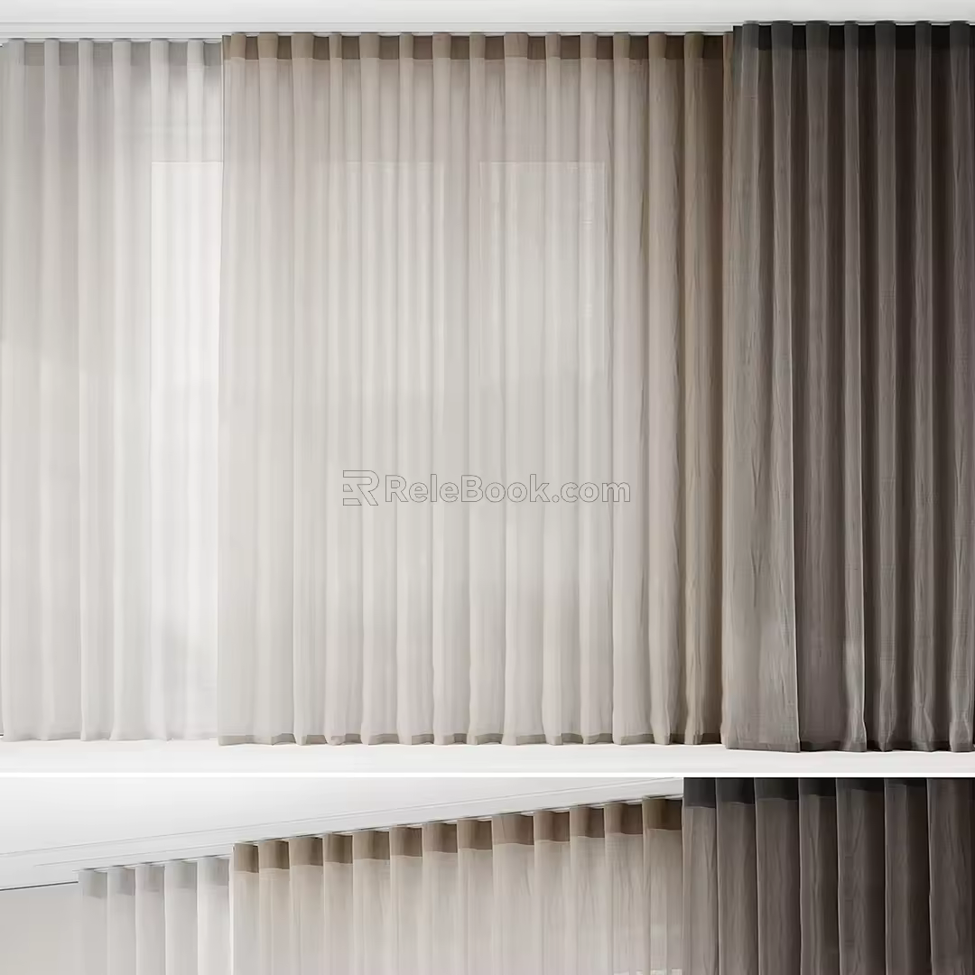 Modern Curtain Window Screen Sunshade 3d model