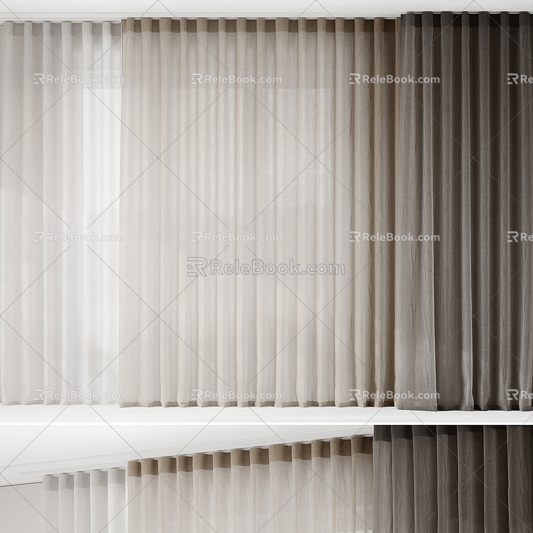 Modern Curtain Window Screen Sunshade 3d model