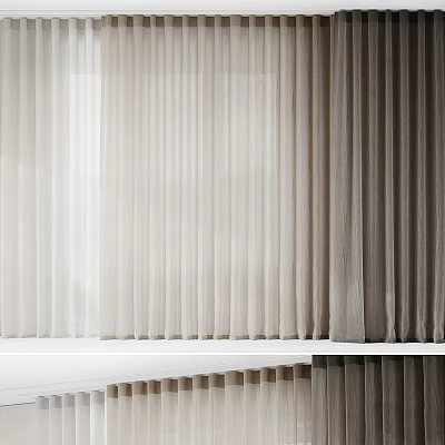 Soft Modern Curtains In Beige And Gray Tones With Flowing Drapery Texture 3d model