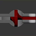 Red And Silver Metal Weapon With Long Red Barrel And Black Base Structure