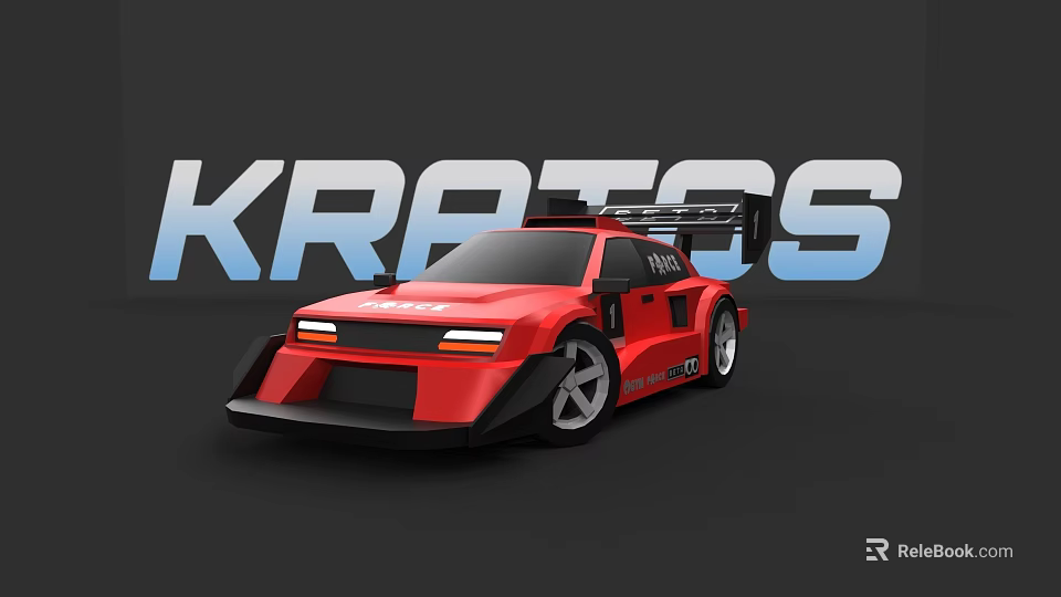 Red Kratos Race Car With Stylish Aerodynamic Design And Bold Graphics 3d model 