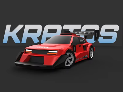 Red Kratos Race Car With Stylish Aerodynamic Design And Bold Graphics 3d model