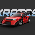 Red Kratos Race Car With Stylish Aerodynamic Design And Bold Graphics