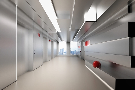 Elevator hall elevator aisle 3d model