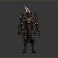 Ornate Spiked Warrior Creature Armor With Maroon Metallic Design And Decorative Details