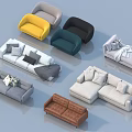 Modern Sofa Set Collection With Various Styles Different Colors And Comfortable Cushions 3d model