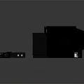 Three Vintage Black Monitors Of Various Sizes With Retro Electronic Accessories