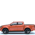 Isuzu Orange Pickup Truck with Double Cab Modern Design and Black Wheels Stylish Exterior View