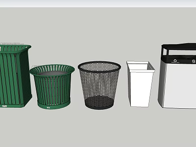 Public Facilities Trash Bins With Various Designs And Colors For Public Areas 3d model