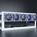 Modern Entertainment Electronics With Five Blue Lighting Fans And White Cooling Frame Design