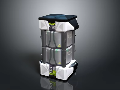 Futuristic Sci Fi Tech Device With Black White Geometric Structure And Green Accents 3d model