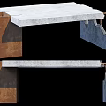 Industrial Style Coffee Table With Concrete Top And Metal Pipe Legs