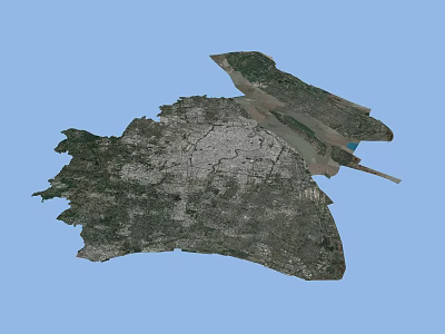 Aerial Planning of Urban Regional Layout with Road Network and Green Spaces 3d model