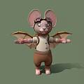 Cartoon Mouse Anthropomorphic Mouse Steampunk Style Flying Mouse Cartoon Animal Anime Mouse Anthropomorphic Animal Cartoon Bat 3d model